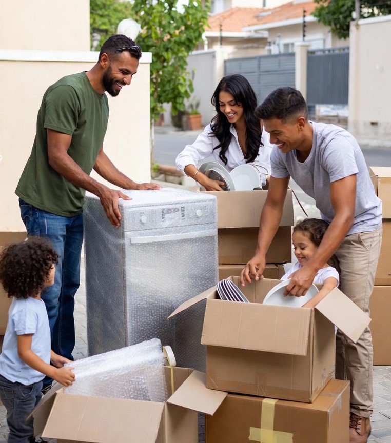 familia realizando a mudança de residência com com a empresa Junior Piccin